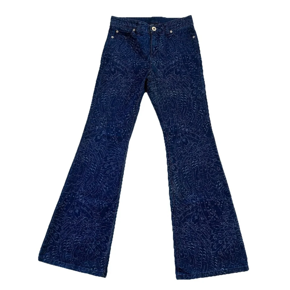 INC Womens Laser Printed Mid Rise Flare Leg Jeans Size:6/28 - Picture 5 of 15